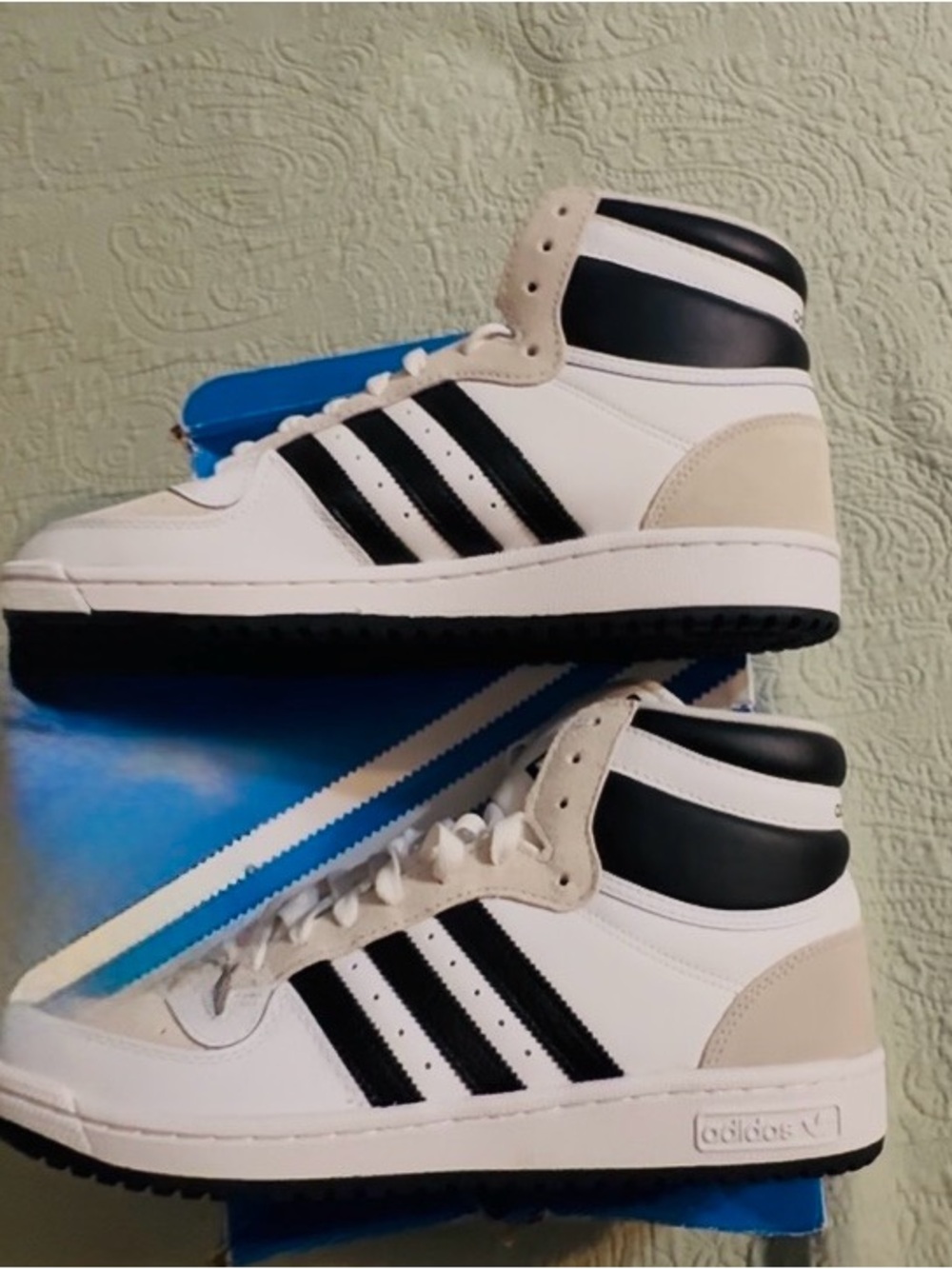 Adidas Top 10 RB hightop sneakers, white/blk/crystal,11,NWT